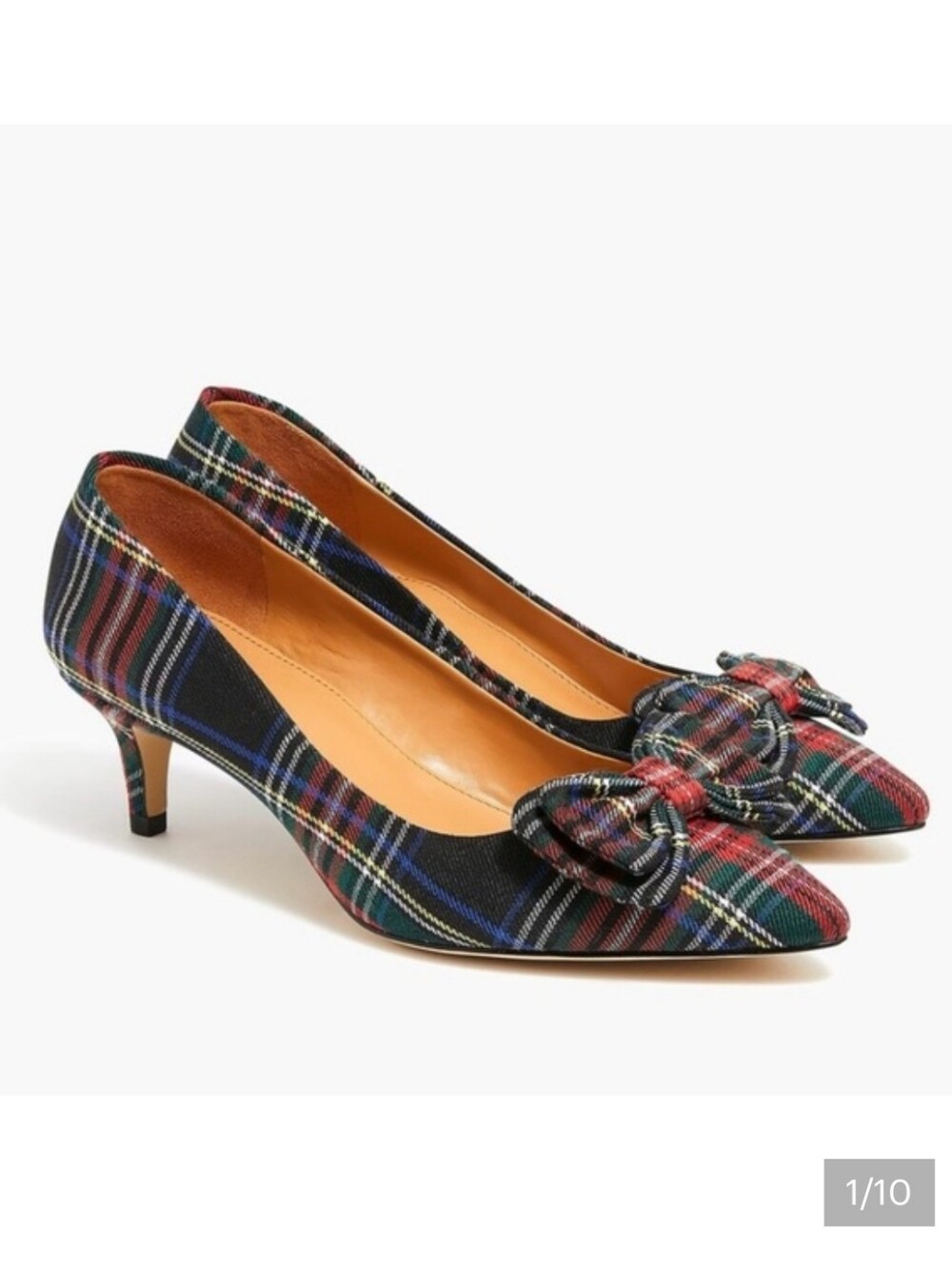 J.CREW Stewart Plaid Kitten Heels